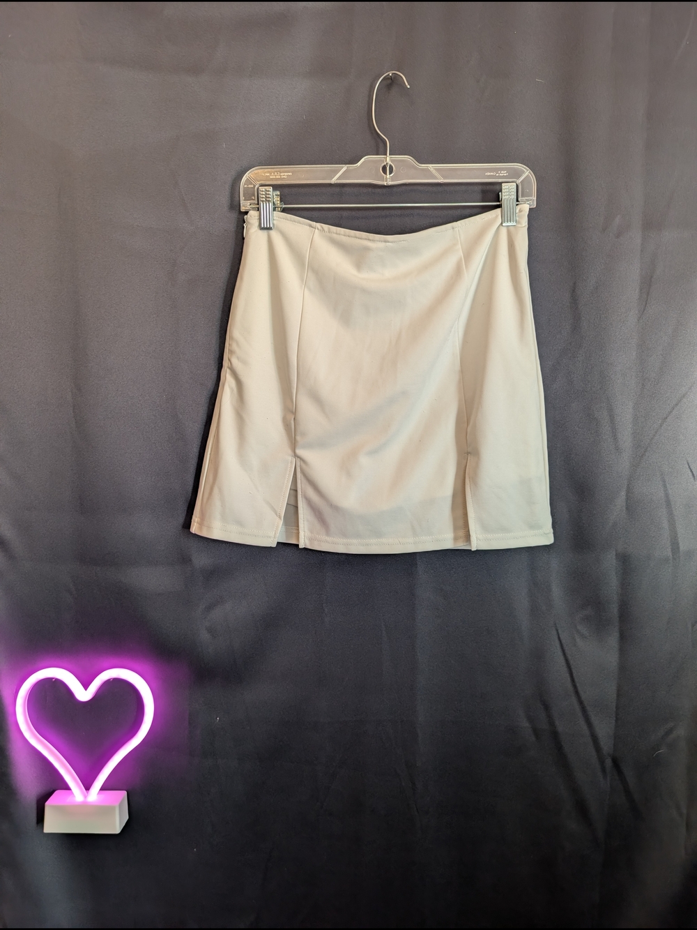 SHEIN Cream Skort with Front Slits Bridal White Shorts Mini